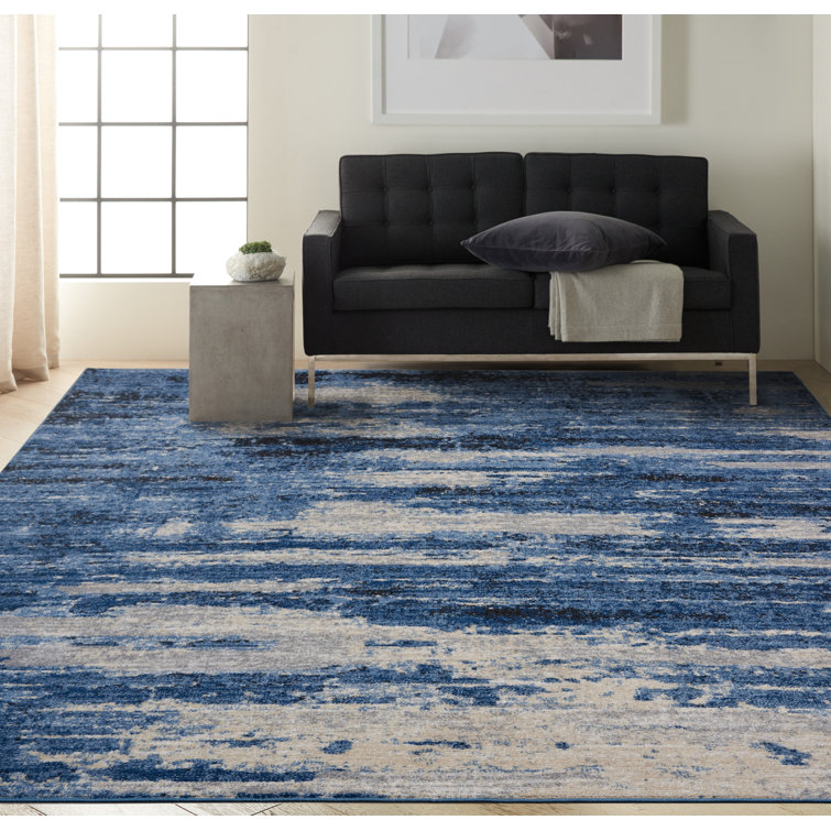 Gray Floral Synthetic Rectangular Easy Care Rug 7'10" x 9'10"