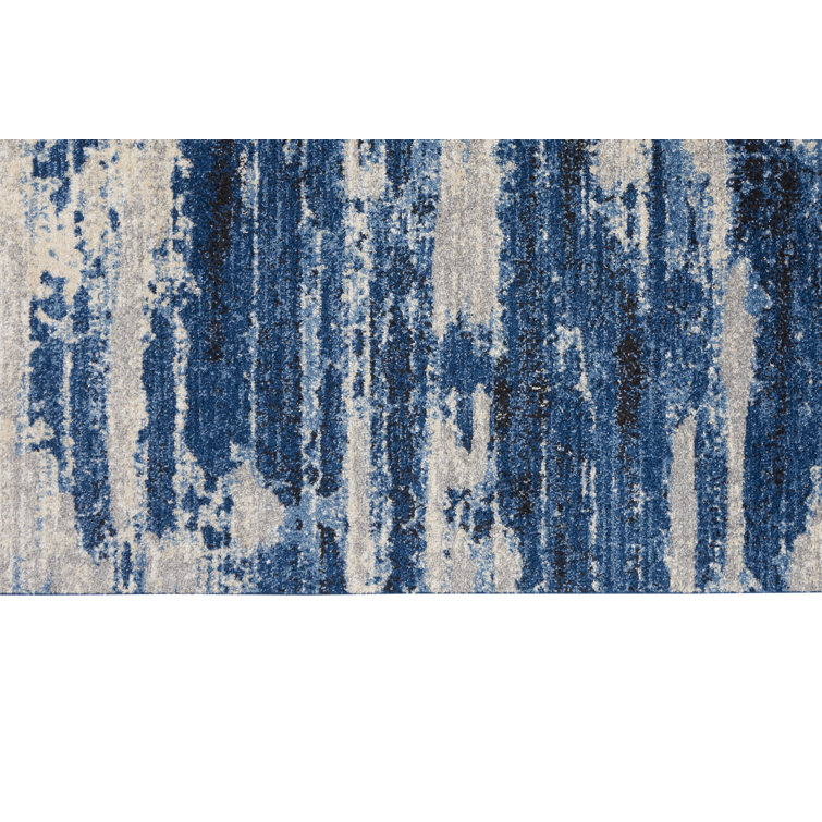 Handmade Gray Floral Abstract Easy-Care Synthetic Rug