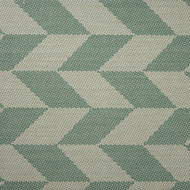 Beige and Green Geometric Synthetic Indoor/Outdoor Area Rug, 6' x 9'