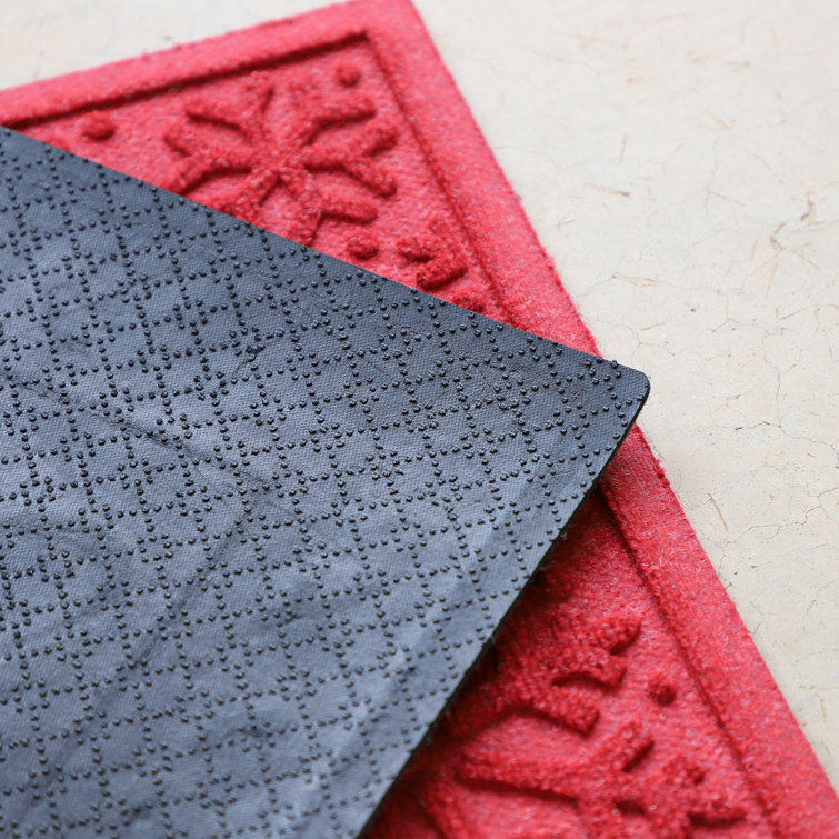 Solid Red Polyester Snowflake Indoor Outdoor Door Mat