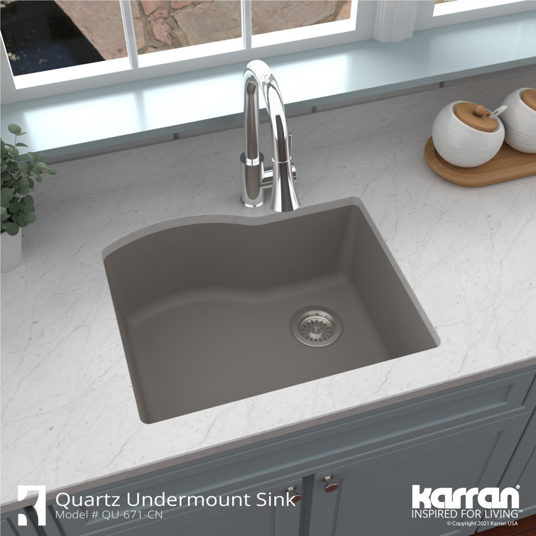 Karran 24" Concrete Quartz Single Bowl Kitchen Sink