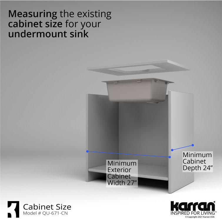 Karran 24" Concrete Quartz Single Bowl Kitchen Sink