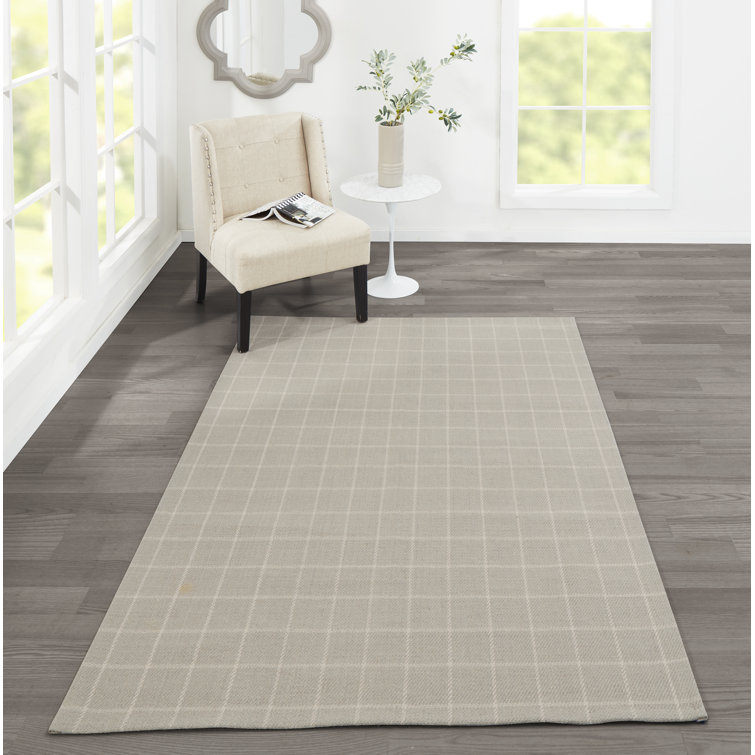 Handmade Gray Wool Non-Slip 5' x 8' Rectangular Rug