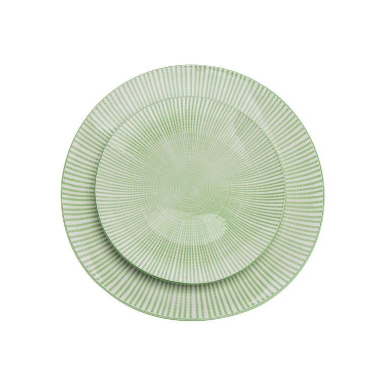 Sage and White Porcelain 12-Piece Dinnerware Set, Service for 4