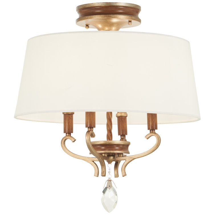 Magnolia Manor 4-Light Semi-Flush Mount in Pale Gold and Distressed Bronze