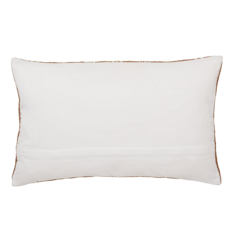 Taupe and Beige Embroidered Rectangular Lumbar Pillow