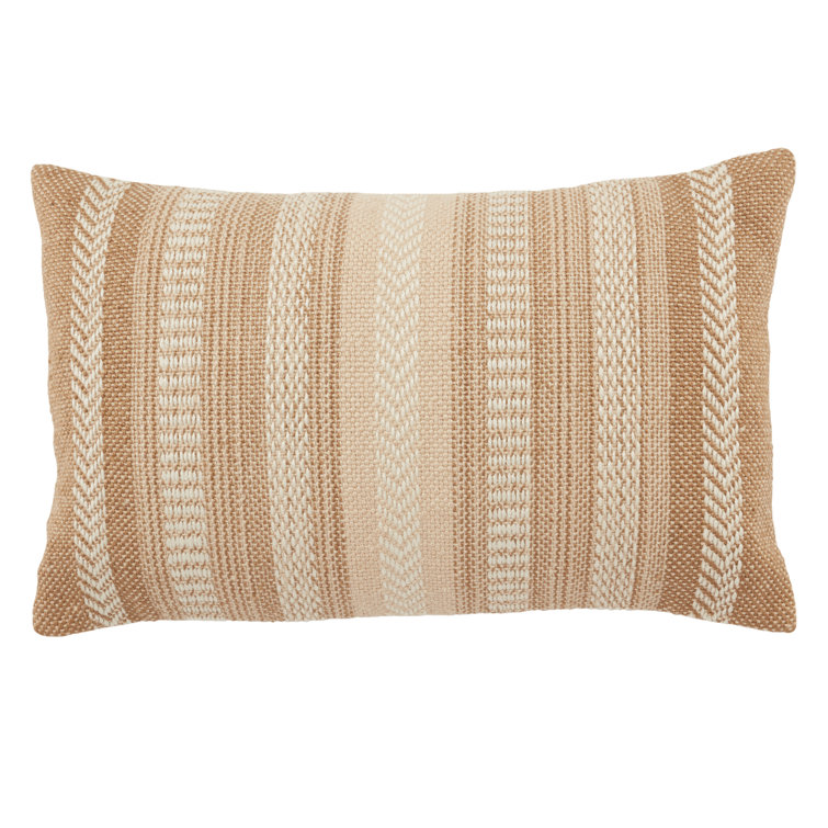 Taupe and Beige Embroidered Rectangular Lumbar Pillow