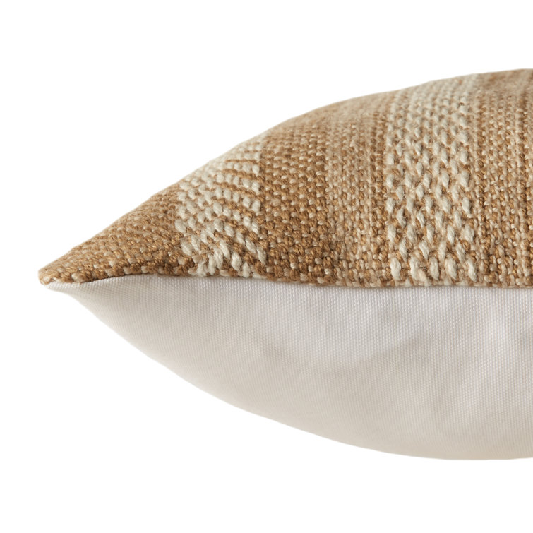 Taupe and Beige Embroidered Rectangular Lumbar Pillow