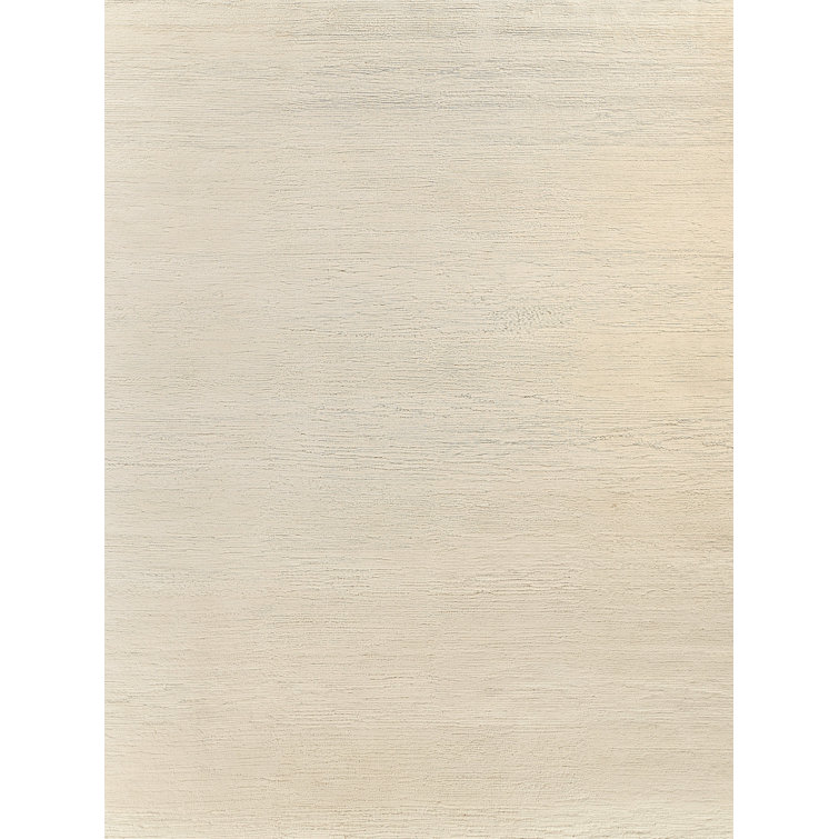 Ivory Hand-Knotted Wool Rectangular 9' x 12' Rug