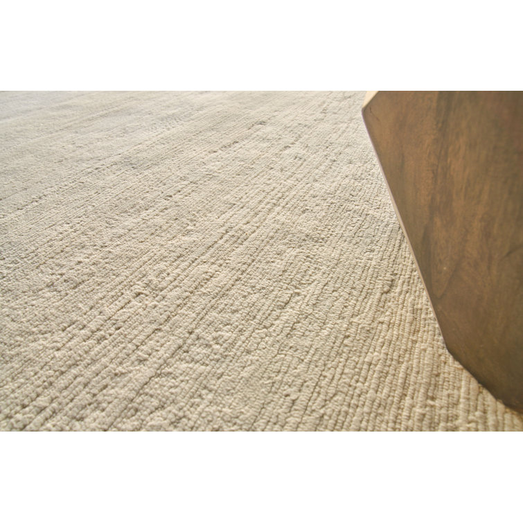 Ivory Hand-Knotted Wool Rectangular 9' x 12' Rug