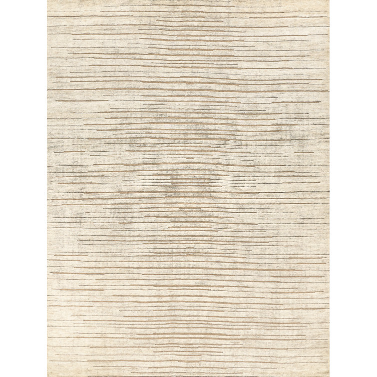 Striated Eaton Hand-Knotted Wool & Bamboo Silk 9' x 12' Beige Area Rug