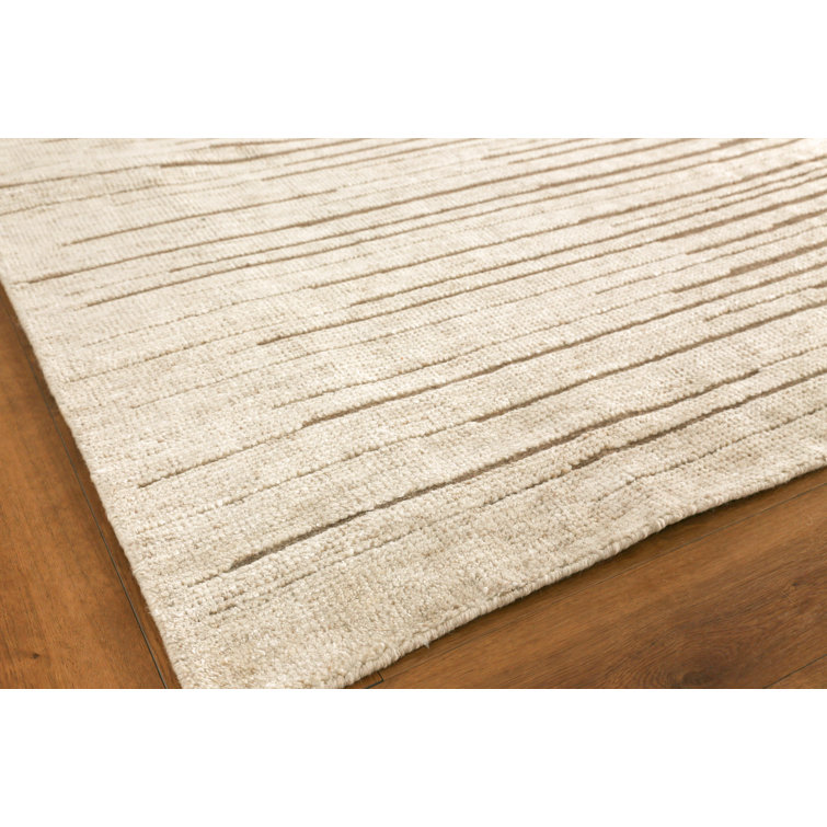 Striated Eaton Hand-Knotted Wool & Bamboo Silk 9' x 12' Beige Area Rug