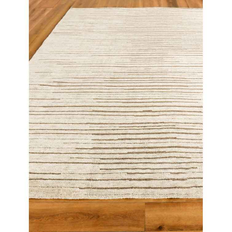 Striated Eaton Hand-Knotted Wool & Bamboo Silk 9' x 12' Beige Area Rug