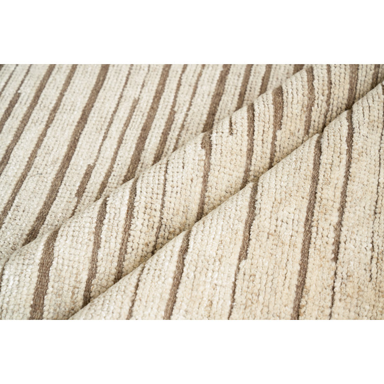 Striated Eaton Hand-Knotted Wool & Bamboo Silk 9' x 12' Beige Area Rug