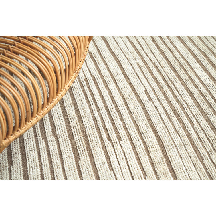 Striated Eaton Hand-Knotted Wool & Bamboo Silk 9' x 12' Beige Area Rug