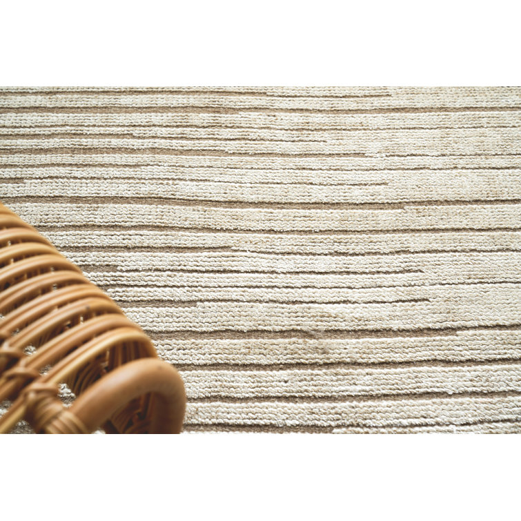 Striated Eaton Hand-Knotted Wool & Bamboo Silk 9' x 12' Beige Area Rug
