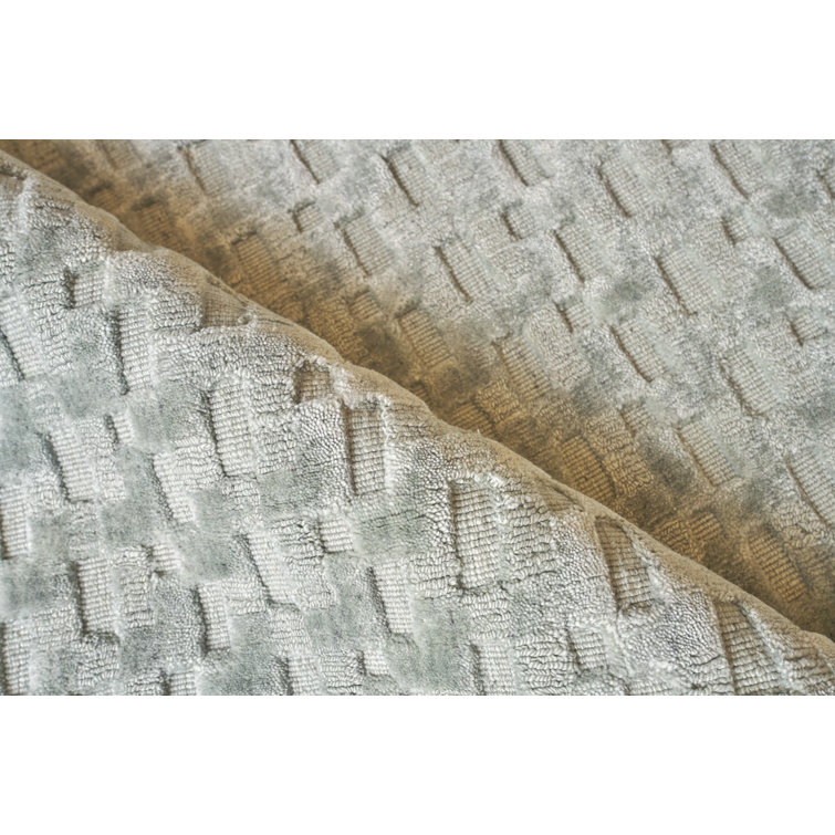 Handmade Light Green Geometric Viscose Cotton Rug 9' x 12'