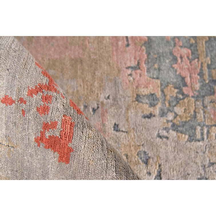 Laureno Luxe Abstract Blue Hand-Knotted Viscose Area Rug - 12' x 15'