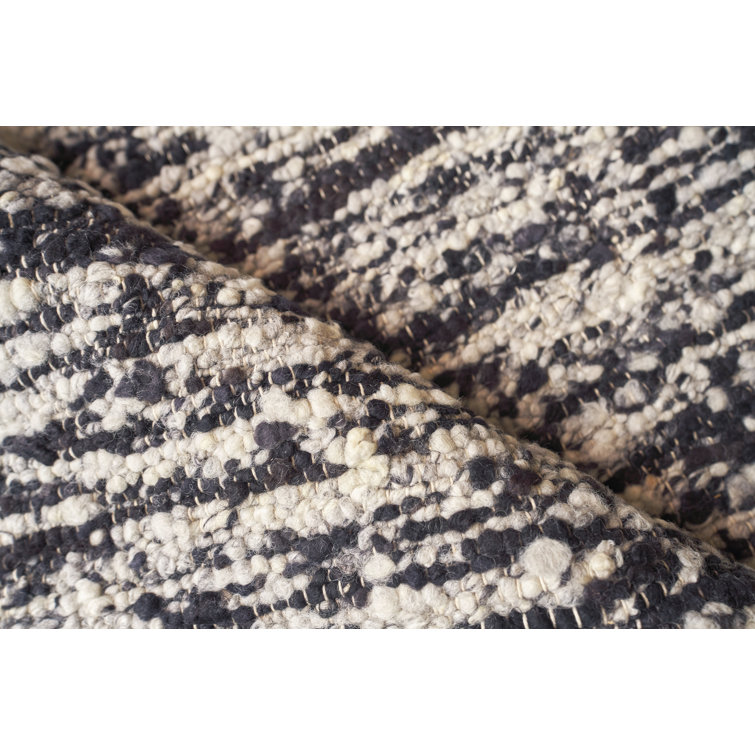Handmade Black and White Wool Abstract 10' x 14' Rug