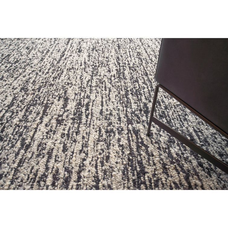 Handmade Black and White Wool Abstract 10' x 14' Rug
