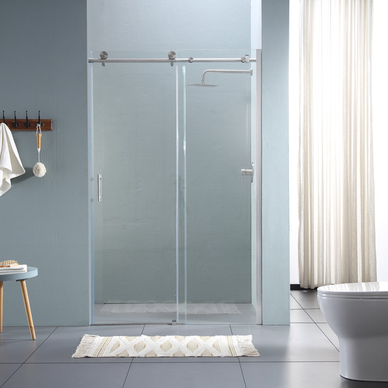 48'' Chrome Semi-Frameless Sliding Shower Door with Clear Glass