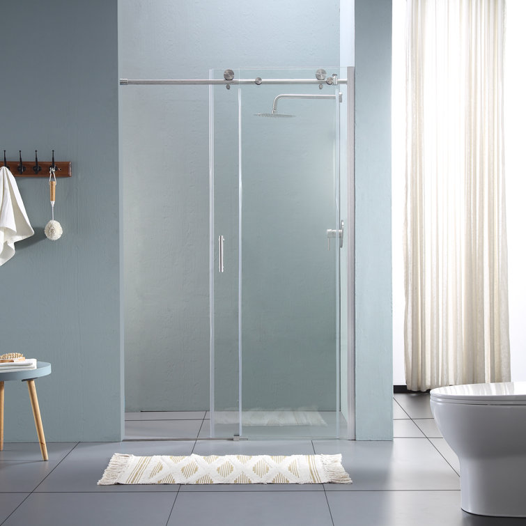 48'' Chrome Semi-Frameless Sliding Shower Door with Clear Glass