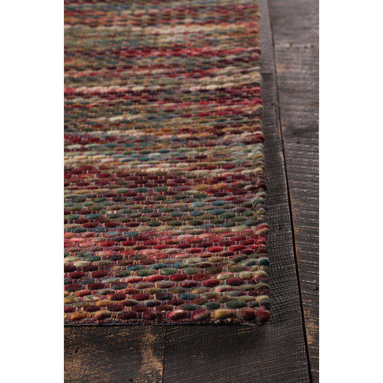 Artisanal Red Wool 5' x 7' Hand-Woven Area Rug