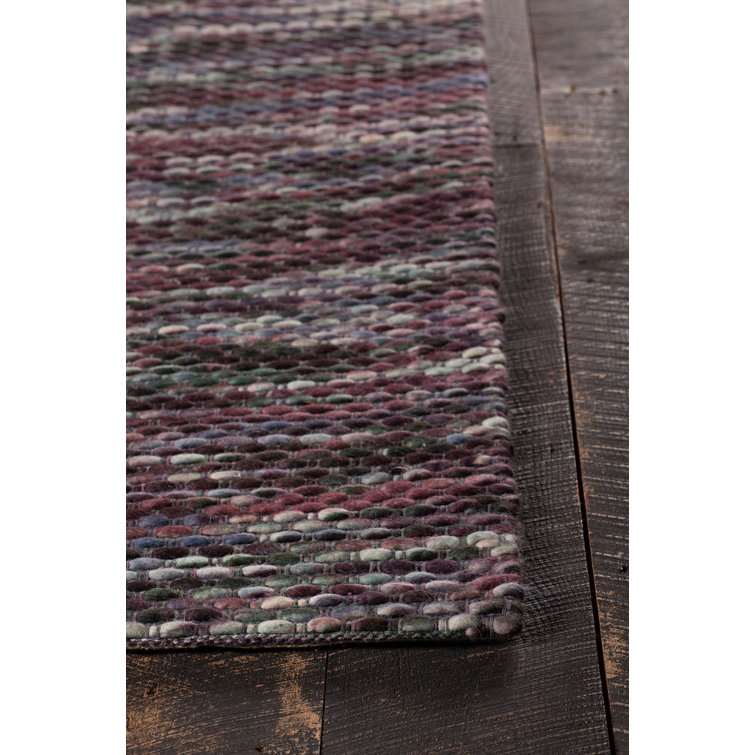 Argos Hand-Woven Black and Green Stripe Wool Rug 7'9" x 10'6"