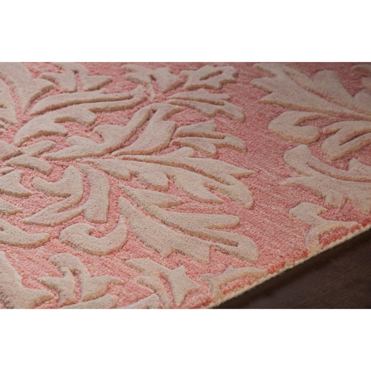 Ivory Rectangular Hand-Tufted Wool Damask Rug 7'9" x 10'6"