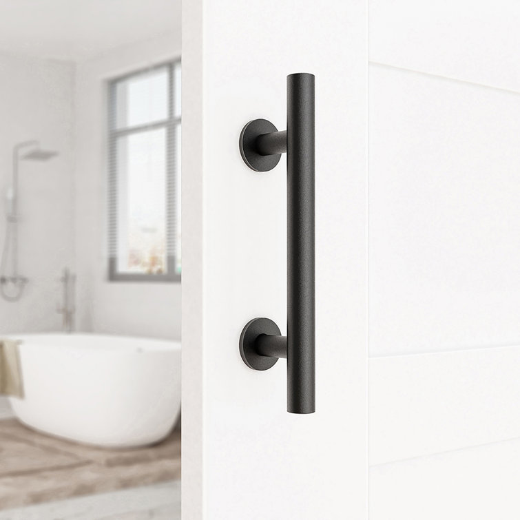 Matte Black Steel Indoor Barn Door Handle Set