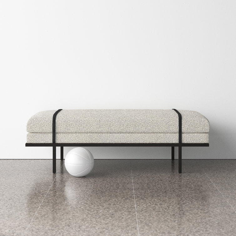 Harris 60'' Black Iron and Top Grain Leather Accent Bench