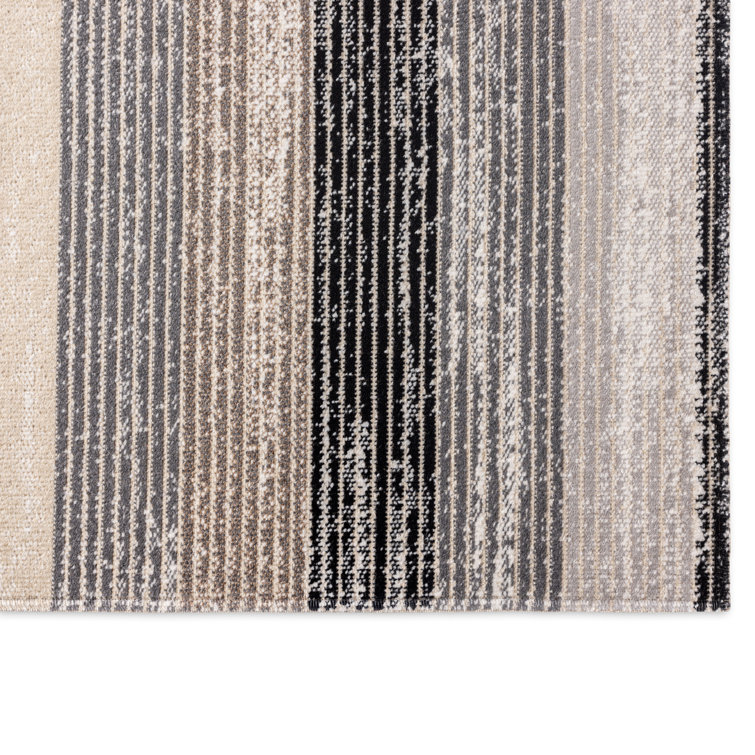 Gray and Mustard Striped Rectangular Indoor/Outdoor Area Rug