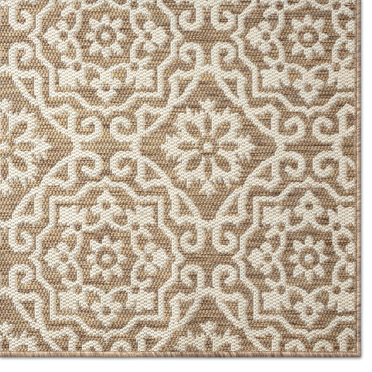 Brown and Beige Geometric Synthetic 8' x 10' Reversible Area Rug