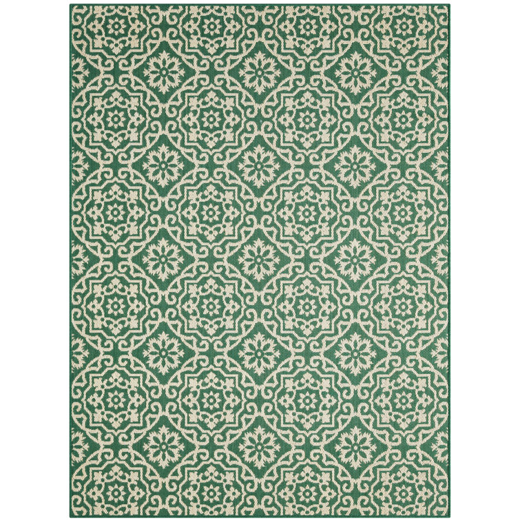 Danica 6' x 9' Green/Beige Geometric Synthetic Area Rug