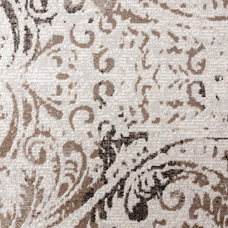 Ivory and Mustard Synthetic Bohemian Indoor/Outdoor Area Rug