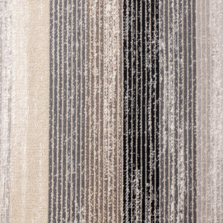 Gray and Mustard Striped Rectangular Indoor/Outdoor Area Rug