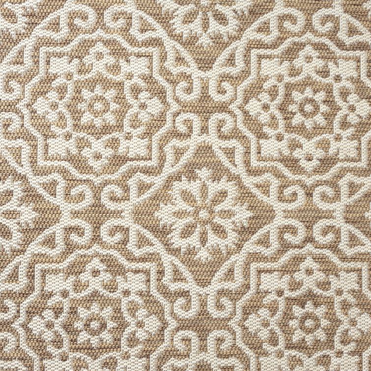 Brown and Beige Geometric Synthetic 8' x 10' Reversible Area Rug