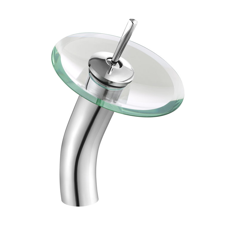 Cascade Clear Glass 16.5'' Vessel Sink with Waterfall Faucet
