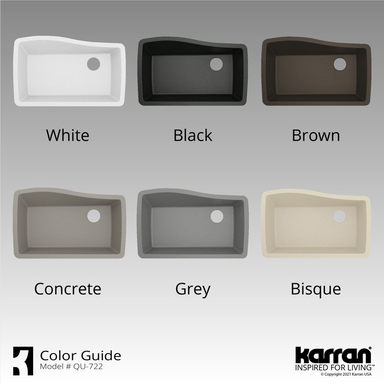 Gray Quartz Composite Single Bowl Undermount Kitchen Sink