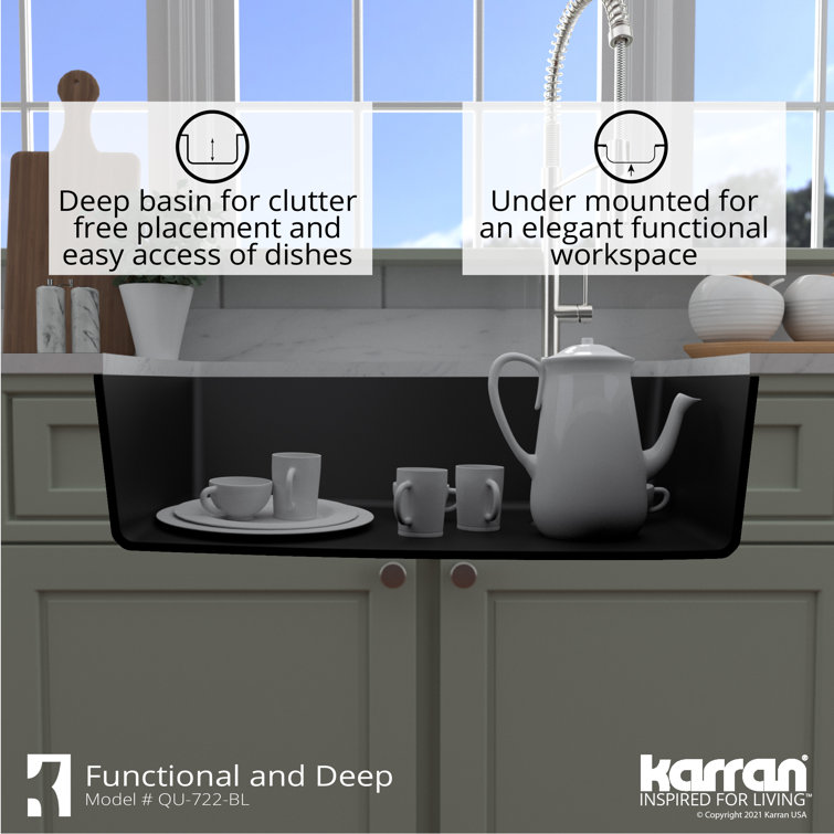 Black Quartz Composite Undermount Single Bowl Kitchen Sink