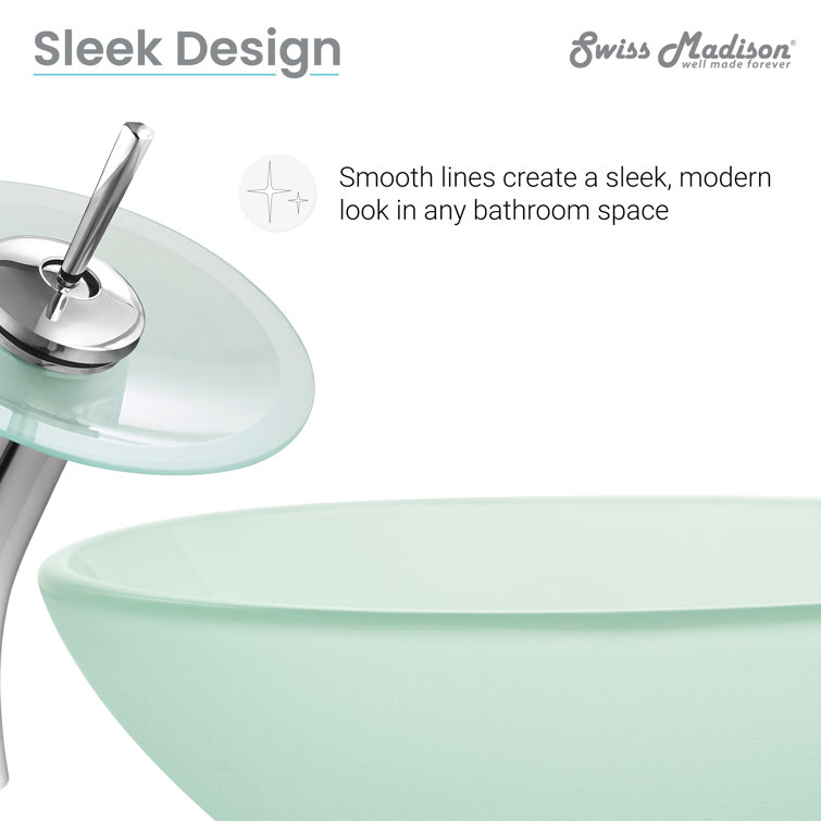 Cascade Frosted Glass 16.5" Vessel Sink with Faucet