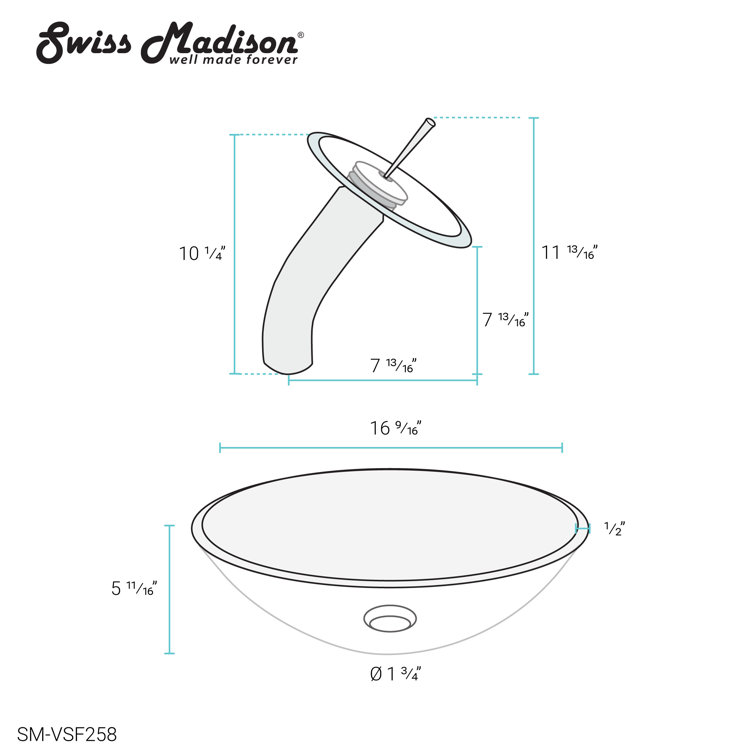 Cascade Frosted Glass 16.5" Vessel Sink with Faucet