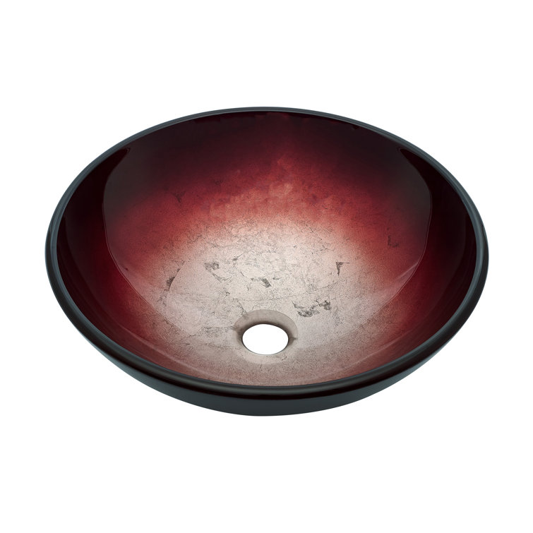 Cascade 16.5" Ember Red Glass Vessel Sink with Faucet