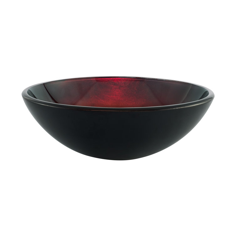 Cascade 16.5" Ember Red Glass Vessel Sink with Faucet