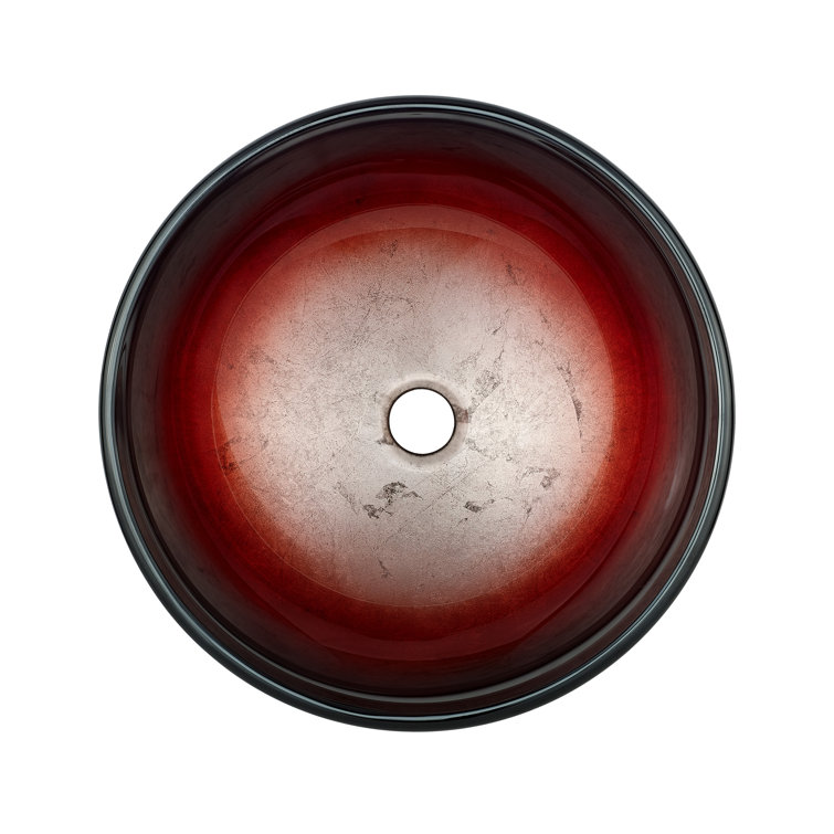 Cascade 16.5" Ember Red Glass Vessel Sink with Faucet