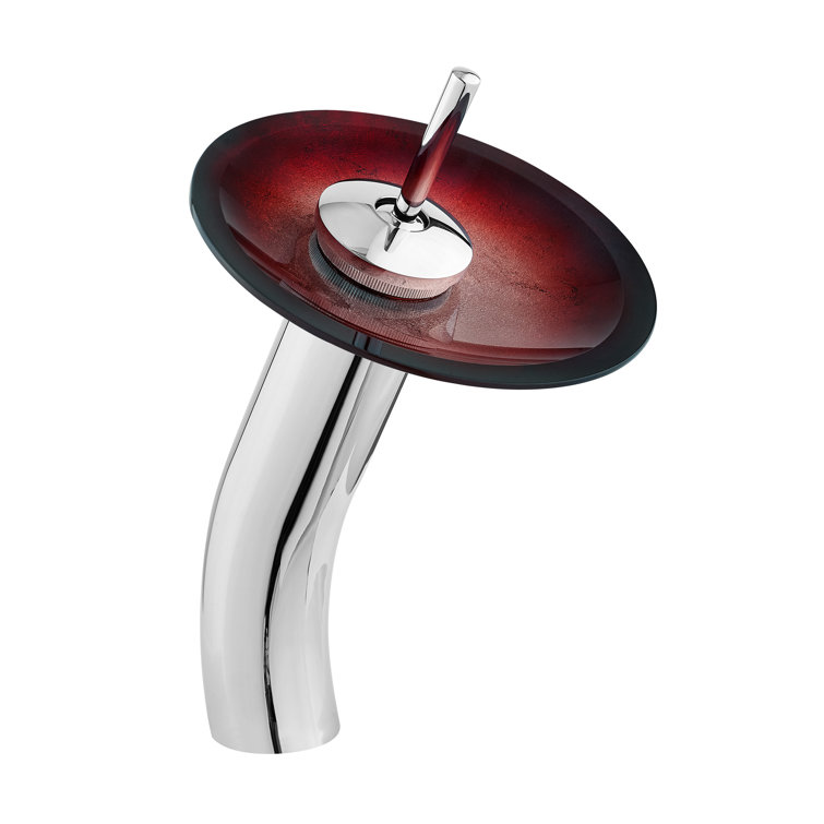 Cascade 16.5" Ember Red Glass Vessel Sink with Faucet