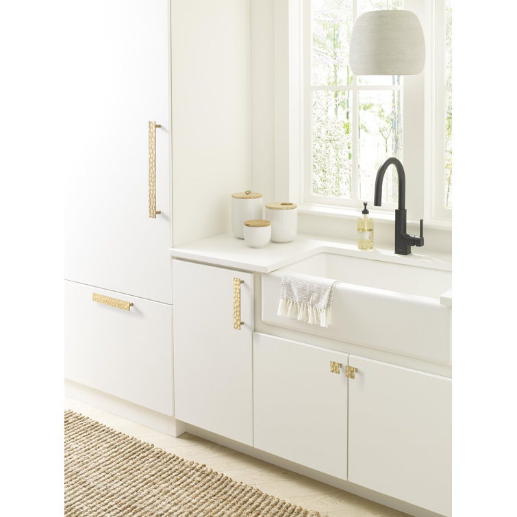 Golden Champagne Modern Square Cabinet Knob with Mounting Hardware