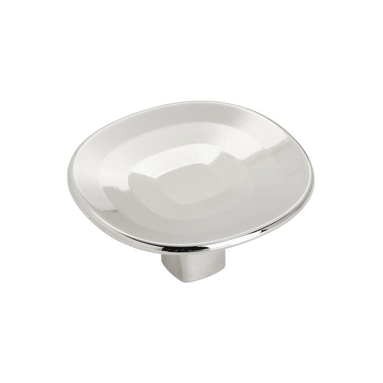 Polished Nickel Modern Round Cabinet Knob with Mounting Hardware