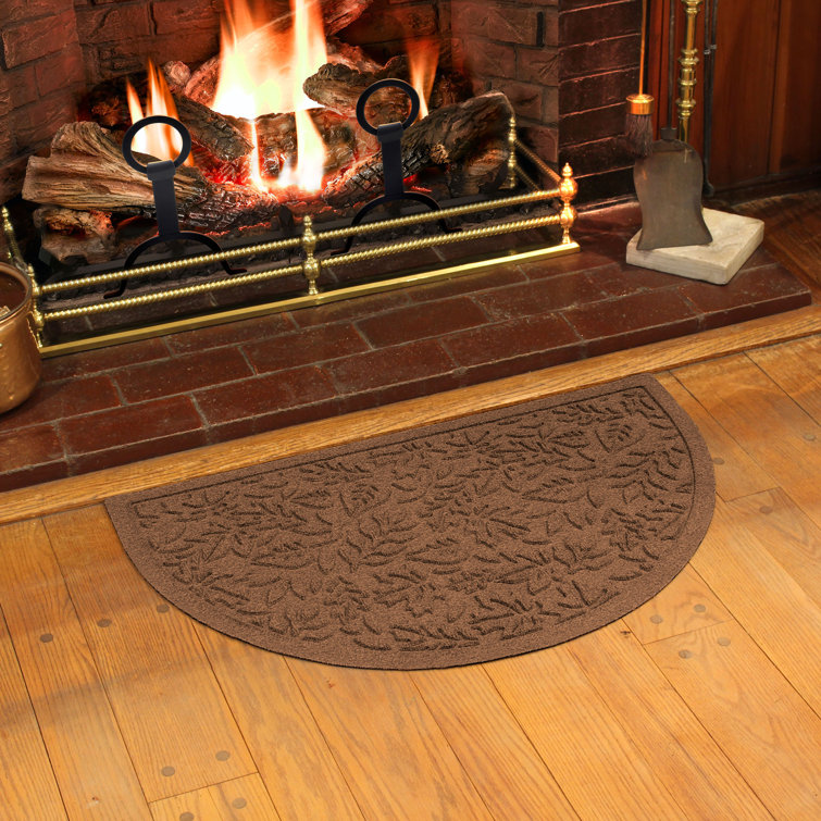Dark Brown Semi-Circle Rubber Outdoor Fall Door Mat