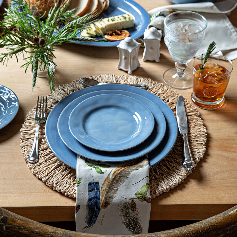 Puro Chambray 11'' Round Ceramic Dinner Plate - Handcrafted
